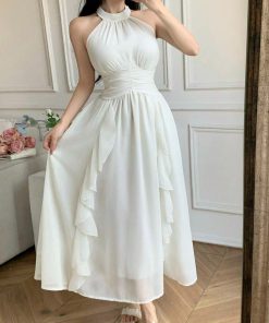 Halter Neck Ruffle Maxi Dress